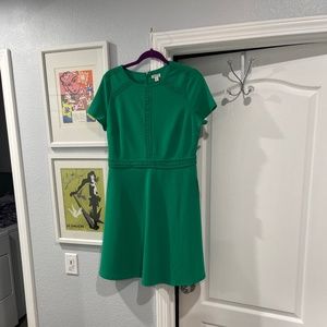 Spense Women's Green Short Sleeve Scoop-Neck Embroidered Dress